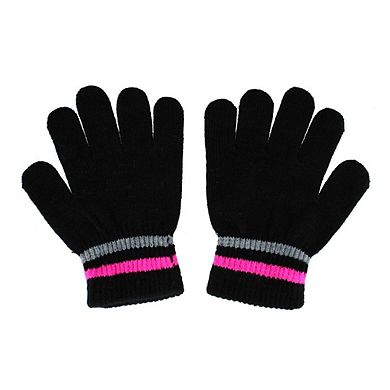 Connex Gear Girl's 8 - 16 Stripe Hat Scarf and Gloves 3 Piece Winter Set