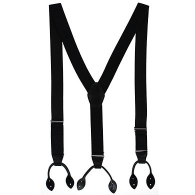 CTM Men's 35mm Wide Pin Dot Y-Back Button-End Suspenders
