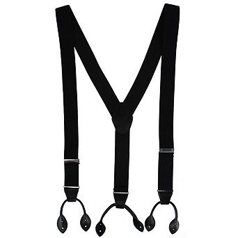 CTM Men's 35mm Wide Pin Dot Y-Back Button-End Suspenders