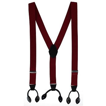 CTM Men's 35mm Wide Pin Dot Y-Back Button-End Suspenders