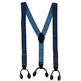 CTM Men's 35mm Wide Pin Dot Y-Back Button-End Suspenders