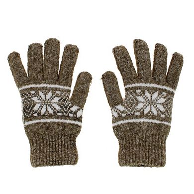 CTM Men's Snowflake Pattern Knit Winter Gloves