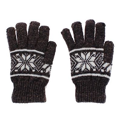 CTM Men's Snowflake Pattern Knit Winter Gloves