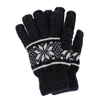 CTM Men's Snowflake Pattern Knit Winter Gloves