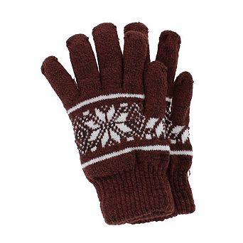 CTM Men's Snowflake Pattern Knit Winter Gloves