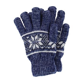 CTM Men's Snowflake Pattern Knit Winter Gloves