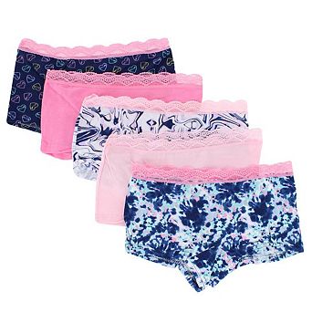 CTM Girl's Cotton Boy Shorts (5 Pack)