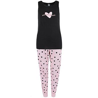 Grumpy & Gorgeous Women's Plus Size Naughty or Nice Heart Jogger Pajama Set