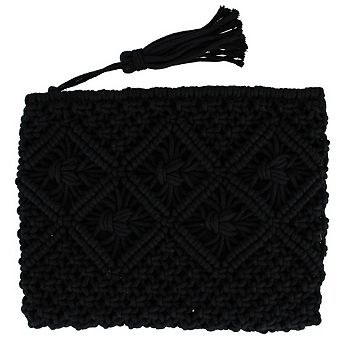 CTM Women's Crochet Clutch Tassel Handbag