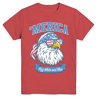 Boys 6-20 'Merica Rizz White and Blue Eagle Graphic Tee