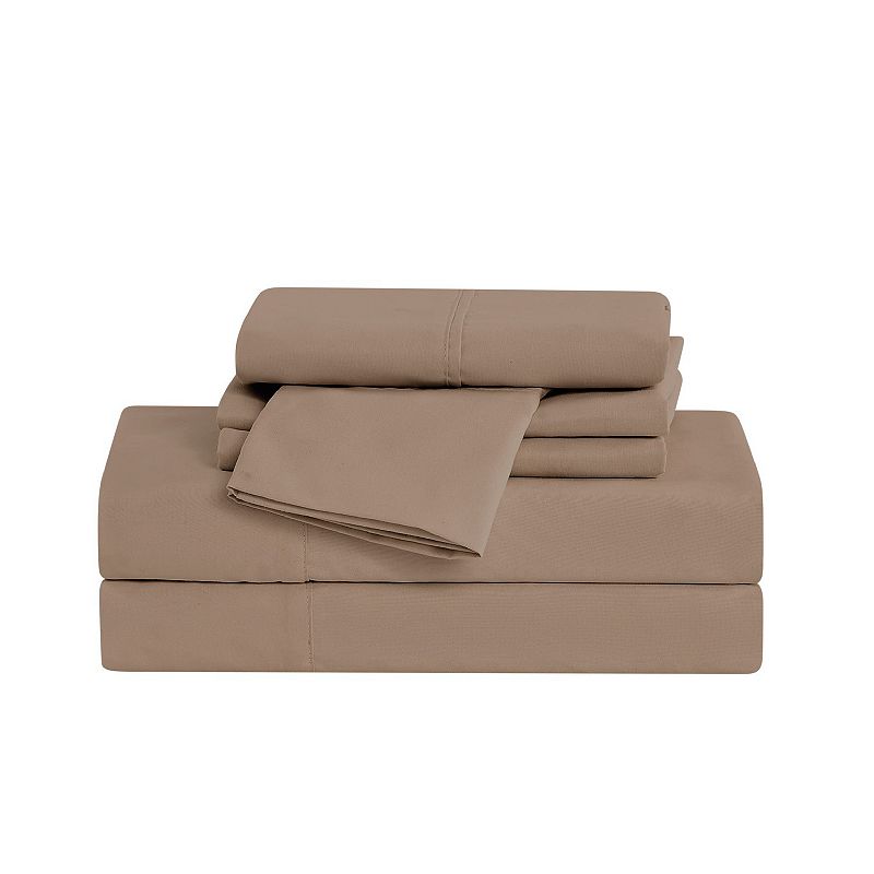 Cannon Heritage Solid Microfiber Sheet Set with Pillowcases, Brown