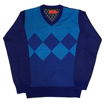 Elie Balleh Boys Slim Fit Crew Neck Argyle Sweater