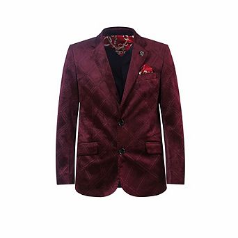 Elie Balleh Boys Slim Fit Velvet Sports Coat Jacket