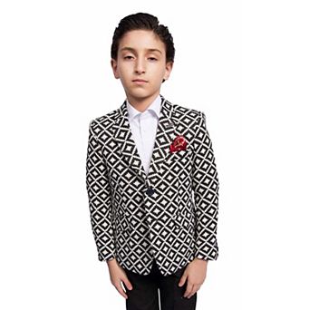 Elie Balleh Boys Slim Fit Stamp Boucle Blazer