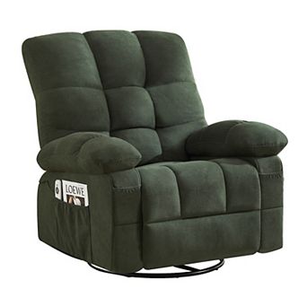 Massage Swivel Recliner Chair with Vibration Massage and Lumbar Heating