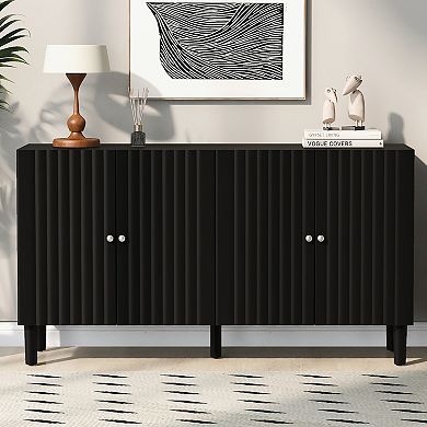 4-Door Sideboard with Wavy Pattern Doors