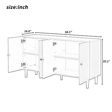 4-Door Sideboard with Wavy Pattern Doors