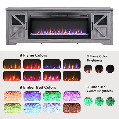 44" Electric Fireplace 75" Fireplace TV Stand
