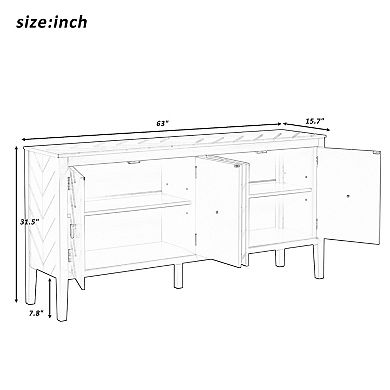 4-Door Sideboard with Metal Handles