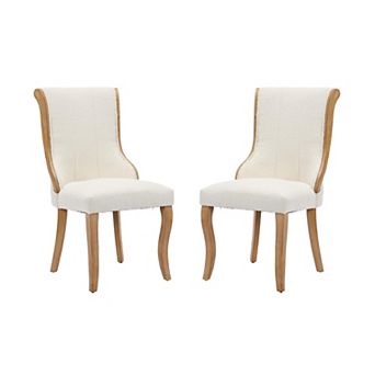 Fabric Wood Dining Chair Set of 2