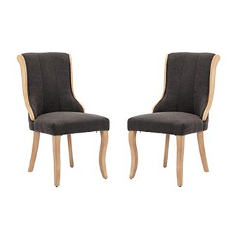 Fabric Wood Dining Chair Set of 2