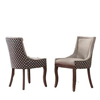 Fabric Dining Chair with wood legs Set of 2