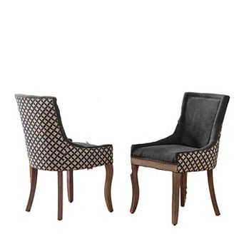 Fabric Dining Chair with wood legs Set of 2