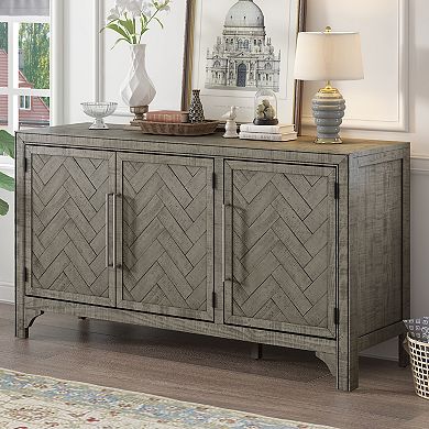 3-Door Storage Cabinet Sideboard with Adjustable Shelves