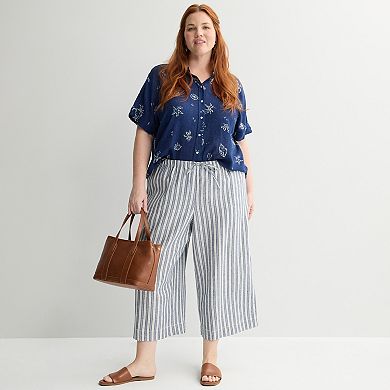 Plus Size Sonoma Goods For Life® Wide Leg Linen Capri Pants