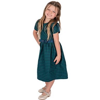Little Girl's Green Checkered Dress