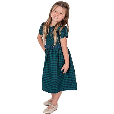 Popatu Kids' Check Fit & Flare Dress in Green at Nordstrom, Size 2T