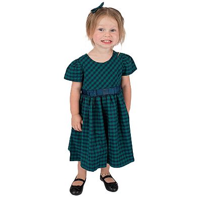 Little Girl's Green Checkered Dress