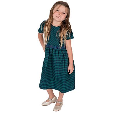 Little Girl's Green Checkered Dress