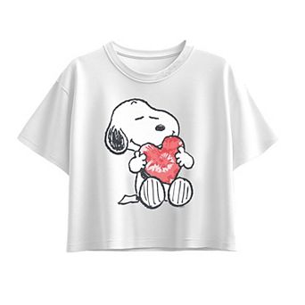 Girls Peanuts Snoopy With Heart Boxy Graphic Tee