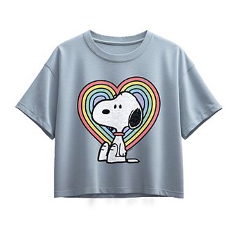 Girls Peanuts Snoopy Heart Boxy Graphic Tee