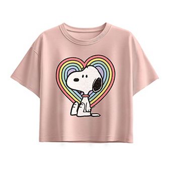 Girls Peanuts Snoopy Heart Boxy Graphic Tee