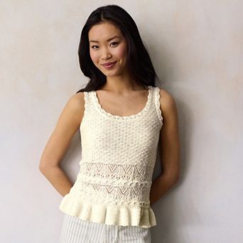 Petite LC Lauren Conrad Mixed Stitch Sweater Tank