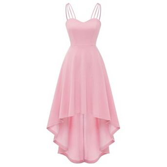 Dusty Rose Bridesmaid Dress, Dusty Rose Hi Low Dress For Women, Spaghetti Strap Cocktail Homecoming