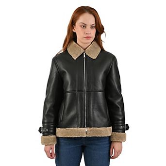 Women's Nine West Sherpa Faux Leather Jacket