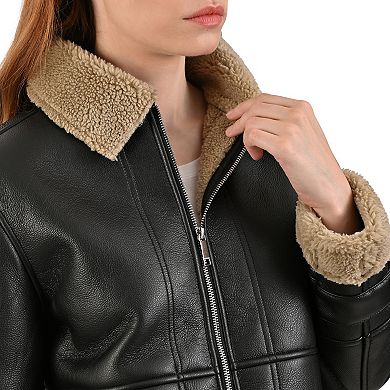 Women's Nine West Sherpa Faux Leather Jacket