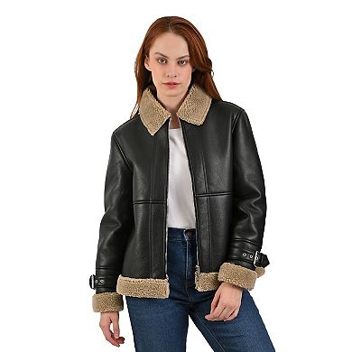 Women's Nine West Sherpa Faux Leather Jacket