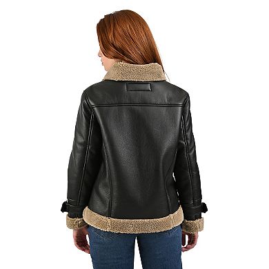 Women's Nine West Sherpa Faux Leather Jacket