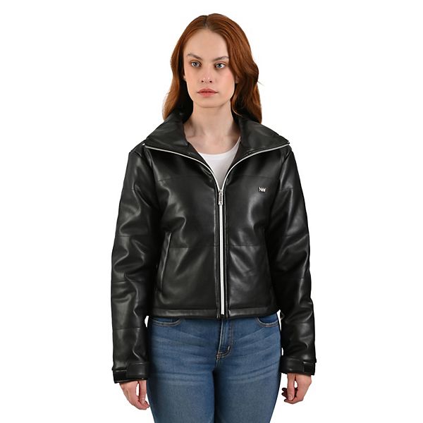 Women's Nine West Puffer Faux Leather Jacket