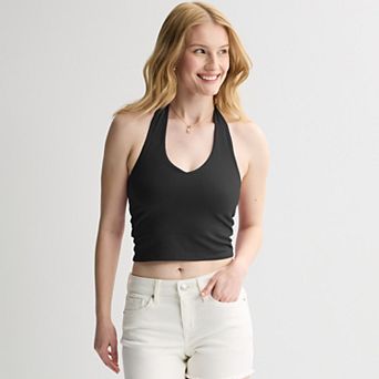 Juniors' SO® Cropped Halter Tank Top