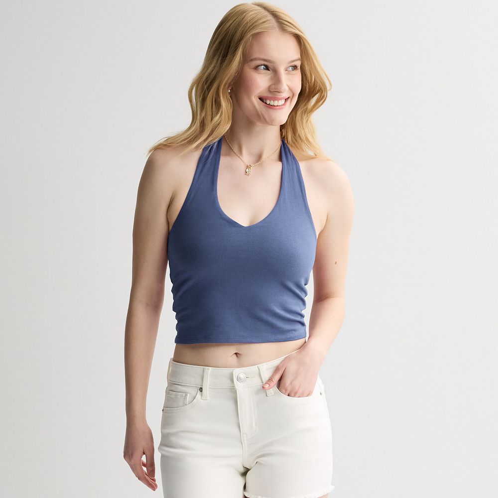 Juniors' SO® Cropped Halter Tank Top