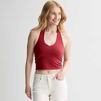 Juniors' SO® Cropped Halter Tank Top