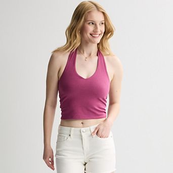 Juniors' SO® Cropped Halter Tank Top
