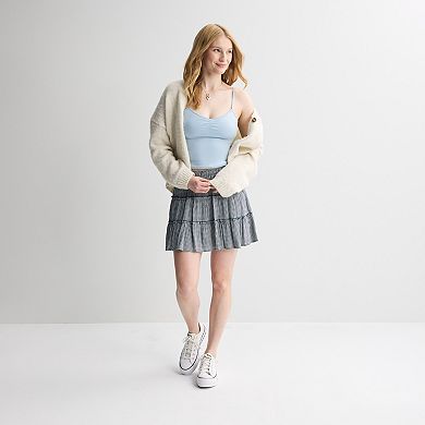 Juniors' SO® Cropped Cinch Front Shelf Bra Camisole Tank Top