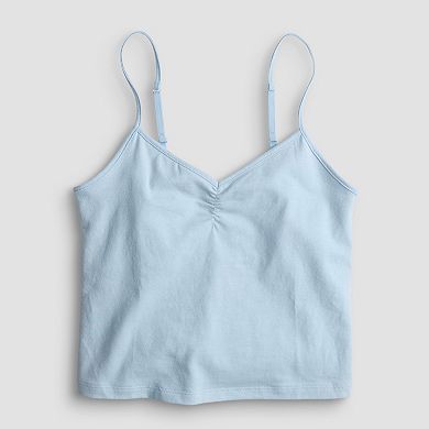 Juniors' SO® Cropped Cinch Front Shelf Bra Camisole Tank Top