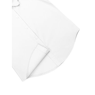 Girls Button Down Shirt Puff Sleeves Blouse Summer Cute Top Doll Collar School Uniform